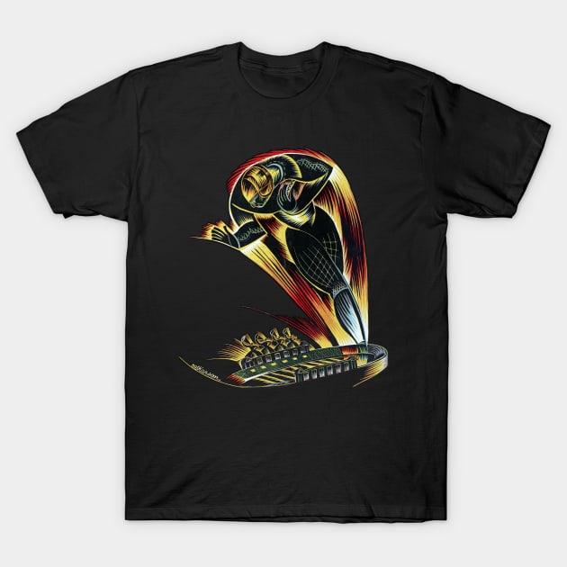 Neon Art Deco Football T-Shirt by alexp01